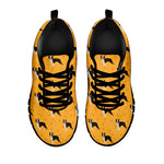 Yellow Boston Terrier Pattern Print Black Sneakers