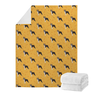 Yellow Boston Terrier Pattern Print Blanket