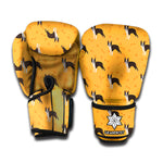 Yellow Boston Terrier Pattern Print Boxing Gloves