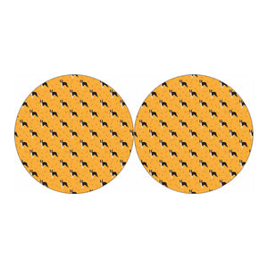 Yellow Boston Terrier Pattern Print Car Coasters