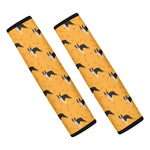 Yellow Boston Terrier Pattern Print Car Seat Belt Covers