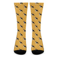 Yellow Boston Terrier Pattern Print Crew Socks