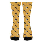 Yellow Boston Terrier Pattern Print Crew Socks