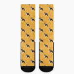 Yellow Boston Terrier Pattern Print Crew Socks