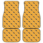 Yellow Boston Terrier Pattern Print Front and Back Car Floor Mats