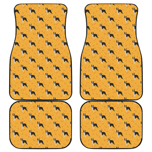 Yellow Boston Terrier Pattern Print Front and Back Car Floor Mats