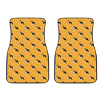 Yellow Boston Terrier Pattern Print Front Car Floor Mats