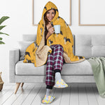 Yellow Boston Terrier Pattern Print Hooded Blanket