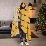 Yellow Boston Terrier Pattern Print Hooded Blanket