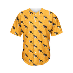 Yellow Boston Terrier Pattern Print Men's Baseball Jersey