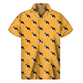 Yellow Boston Terrier Pattern Print Men's Short Sleeve Shirt