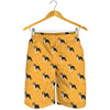 Yellow Boston Terrier Pattern Print Men's Shorts