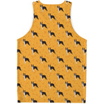 Yellow Boston Terrier Pattern Print Men's Tank Top