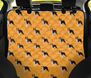 Yellow Boston Terrier Pattern Print Pet Car Back Seat Cover