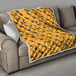 Yellow Boston Terrier Pattern Print Quilt