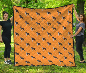 Yellow Boston Terrier Pattern Print Quilt