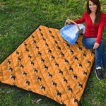 Yellow Boston Terrier Pattern Print Quilt