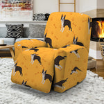 Yellow Boston Terrier Pattern Print Recliner Slipcover