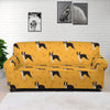 Yellow Boston Terrier Pattern Print Sofa Cover