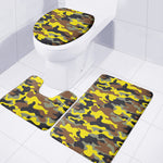 Yellow Brown And Black Camouflage Print 3 Piece Bath Mat Set