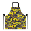 Yellow Brown And Black Camouflage Print Apron