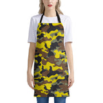 Yellow Brown And Black Camouflage Print Apron