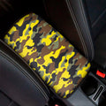 Yellow Brown And Black Camouflage Print Car Center Console Cover