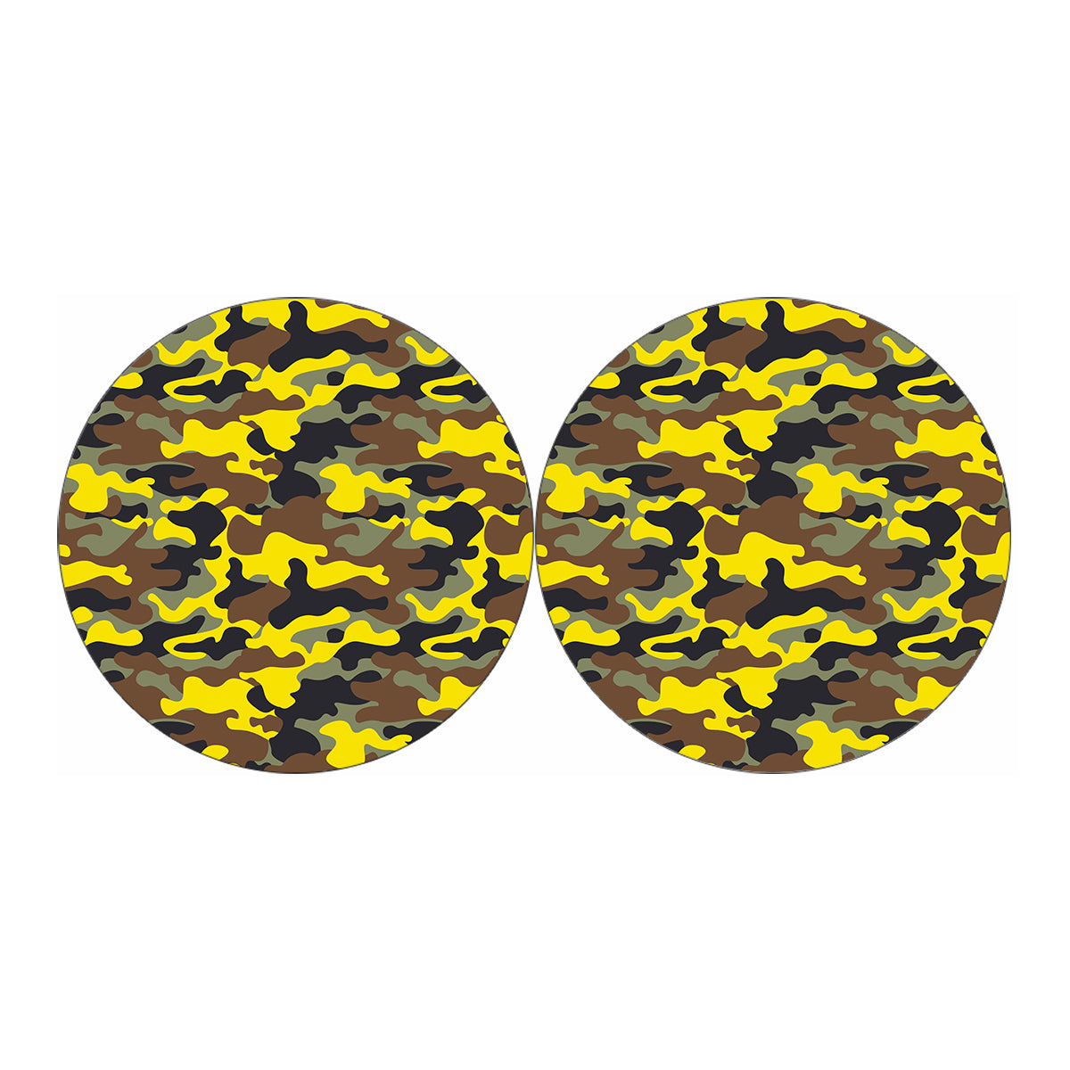 Yellow Brown And Black Camouflage Print Car Coasters