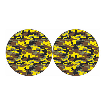 Yellow Brown And Black Camouflage Print Car Coasters