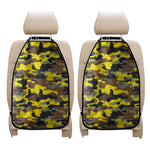 Yellow Brown And Black Camouflage Print Car Seat Organizers