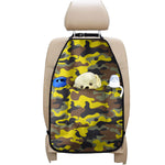 Yellow Brown And Black Camouflage Print Car Seat Organizers