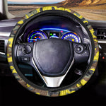 Yellow Brown And Black Camouflage Print Car Steering Wheel Cover