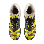 Yellow Brown And Black Camouflage Print Comfy Boots GearFrost