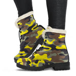 Yellow Brown And Black Camouflage Print Comfy Boots GearFrost