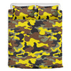 Yellow Brown And Black Camouflage Print Duvet Cover Bedding Set