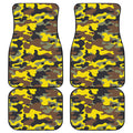 Yellow Brown And Black Camouflage Print Front and Back Car Floor Mats