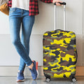 Yellow Brown And Black Camouflage Print Luggage Cover