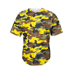 Yellow Brown And Black Camouflage Print Men's Baseball Jersey