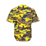 Yellow Brown And Black Camouflage Print Men's Baseball Jersey