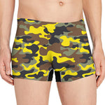 Yellow Brown And Black Camouflage Print Men's Boxer Briefs