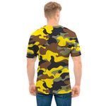 Yellow Brown And Black Camouflage Print Men's T-Shirt