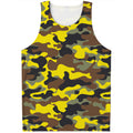 Yellow Brown And Black Camouflage Print Men's Tank Top