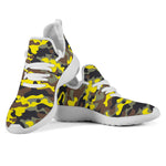 Yellow Brown And Black Camouflage Print Mesh Knit Shoes GearFrost