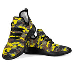 Yellow Brown And Black Camouflage Print Mesh Knit Shoes GearFrost