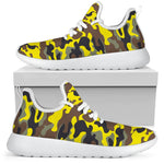 Yellow Brown And Black Camouflage Print Mesh Knit Shoes GearFrost