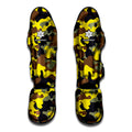 Yellow Brown And Black Camouflage Print Muay Thai Shin Guards