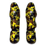 Yellow Brown And Black Camouflage Print Muay Thai Shin Guard