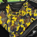 Yellow Brown And Black Camouflage Print Pet Car Back Seat Cover