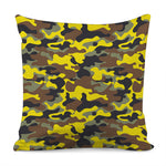 Yellow Brown And Black Camouflage Print Pillow Cover