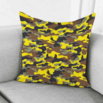 Yellow Brown And Black Camouflage Print Pillow Cover